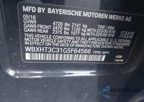 2016 BMW X1 xDrive28I z USA, uszkodzony, nr VIN WBXHT3C31G5F64566
